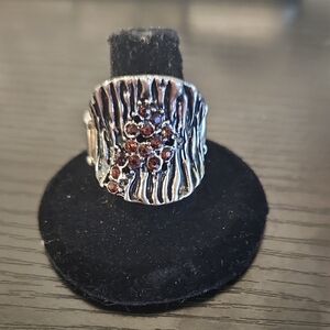 Silver Ring with burnt orange Gemstones